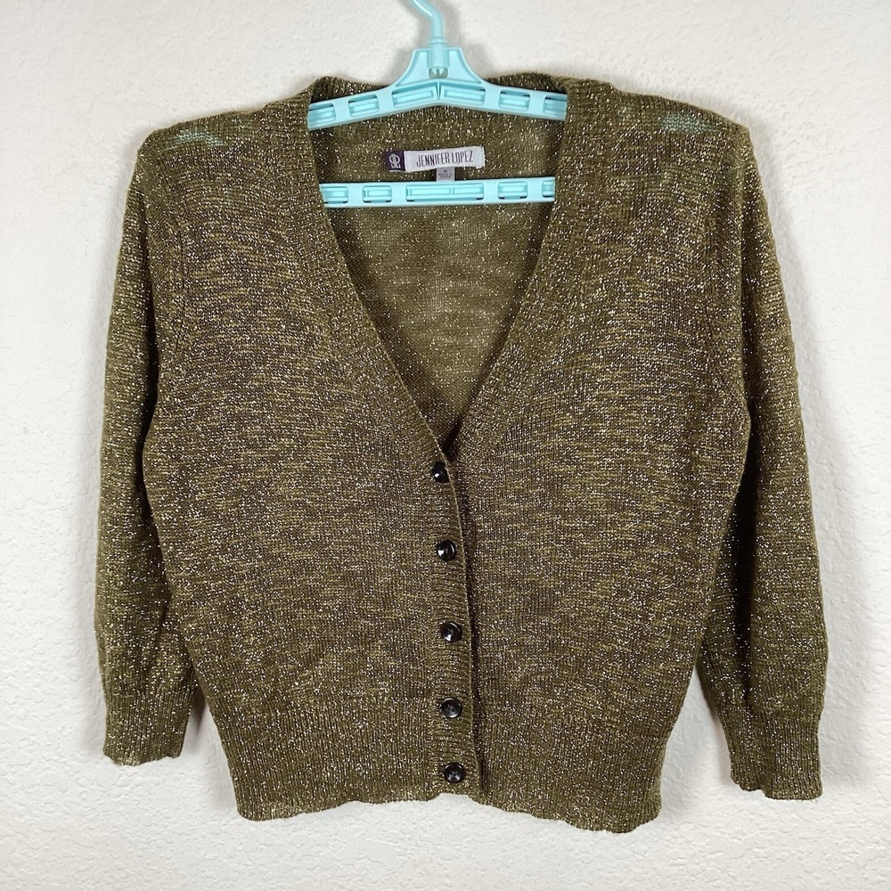 Jennifer Lopez Womens Cardigan Sweater Sz M Long Sleeve Soft Excellent
